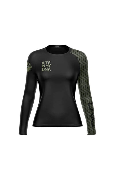 DNA Women's No Gi Rash Guard Long Sleeve Black