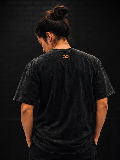 Jiu-Jitsu Dot Oversize T-Shirt Unisex Women Black Sandwashed