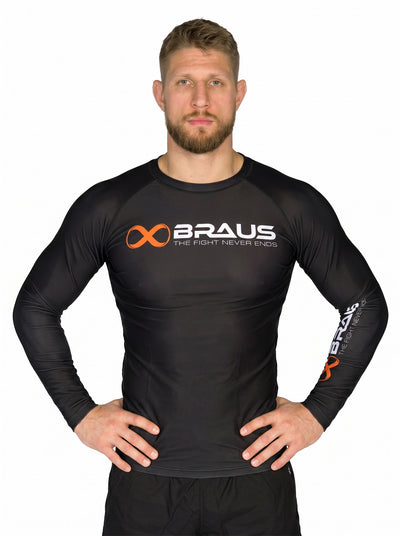 Ranked No Gi Rash Guard Long Sleeve Black