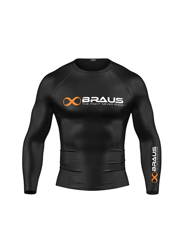 Ranked No Gi Rash Guard Long Sleeve Black