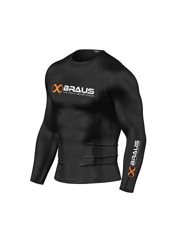 Ranked No Gi Rash Guard Long Sleeve Black