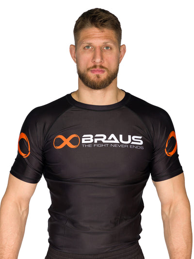 Ranked No Gi Rash Guard Short Sleeve Black