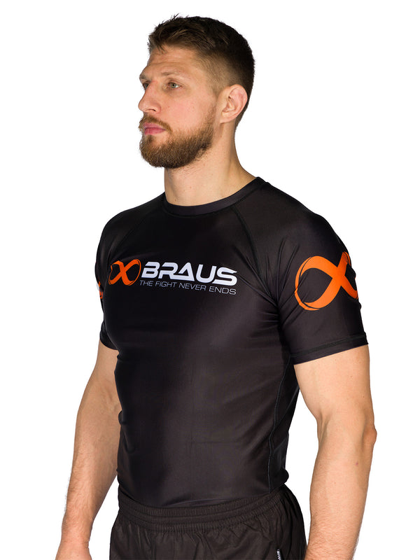 Ranked No Gi Rash Guard Short Sleeve Black