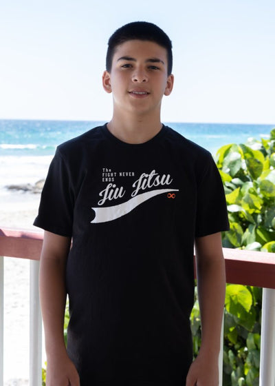Jiu Jitsu The Fight Never Ends Tee Black for Kids