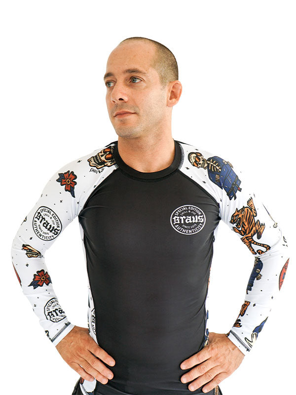 Braus Fight Chill and Jiu No Gi Rash Guard Black